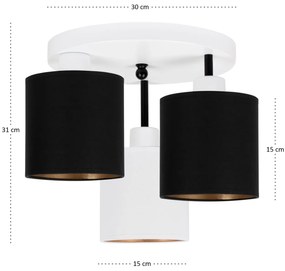 Lampa sufitowa biała trzypunktowa z czarno-białymi abażurami C-3030WE-