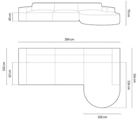 OUTLET Narożnik prawostronny sofa narożna 284/166/70 beż welur Jodie od Micadoni