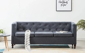 3-osobowa Sofa James 3Q w stylu Chesterfield - szara