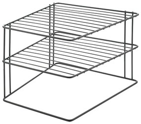 Czarna dwupoziomowa półka do szafki kuchennej Metaltex Palio Lava