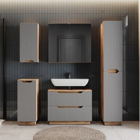 Zestaw mebli łazienkowych dąb/szary w paski 79.6x32x62.1 lotta