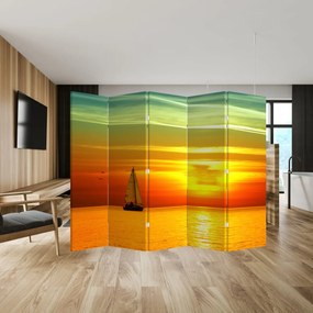 Parawan - Zachód Słońca z jachtem (210x170 cm)