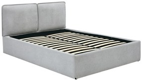 Łóżko ze skrzynią ze zdejmowanym pokrowcem 160 x 200 cm - Tkanina - Jasnoszary - TENESE