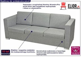 Trzyosobowa jasnoszara sofa loftowa - Sigala 3Q