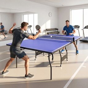 SPORTNOW Składany stół do tenisa stołowego średniej wielkości, w zestawie siatka, 3 piłeczki, blat 12 mm | Aosom PL
