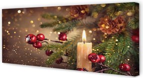 Obraz na płótnie Świeca, Gałązki, Bombki i Szyszki