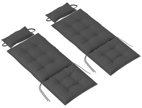 Outsunny Zestaw 2 Wodoodpornych Poduszek na Leżak Ogrodowy, Ciemnoszary 50x116x5 cm