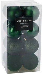 Zestaw 16 szt. ozdób świątecznych Festive Sparkles, zielony, śr. 8 cm, plastik, śred. 8 cm