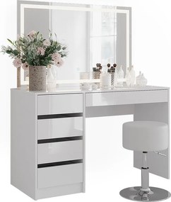 Stół do toalety biały/biały wysoki połysk 119.8x50.1x76 sherry