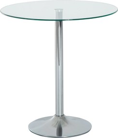 HOMCOM Okrągły Stół Jadalniany ze Szkłem, Metalowa Konstrukcja, Kolor Srebrny