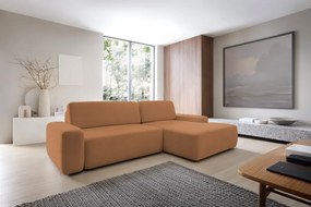 Narożnik BOULI Prawostronny z Elektryczną Regulacją wolnostojący tkanina Raven 44 Pomarańczowy DOMO HOME