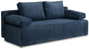 Granatowa sztruksowa sofa rozkładana - Arna