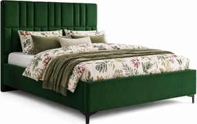 Zielone welurowe łóżko z pojemnikiem i zagłówkiem 4 rozmiary D1-P05