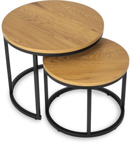 Zestaw Stolików Kawowych DELIA 43 cm/53 cm Dąb Złoty Nowoczesny Loft