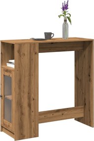 Drewniany stolik barowy z drewna inżynieryjnego dębowy ręcznie wykonany z 3 półkami do przechowywania, 101x40x103,5 cm, stabilny i łatwy w utrzymaniu