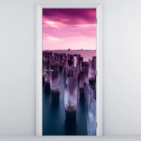 Fototapeta do drzwi - Drewniane słupki (95x205cm)