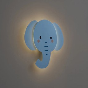 Dziecięca lampa ścienna niebieska z LED z 3-stopniowym ściemnianiem - Ellie the Elephant