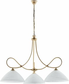 Dallas żyrandol 3 światła, kość słoniowa lakierowane żelazo, stare złoto, klosze alabastrowe Ø13 cm