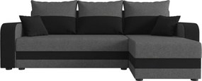 Rozkładana narożna sofa VALERIO 238x140 cm, ciemnoszara/antracytowa, uniwersalna + 2 poduszki GRATIS