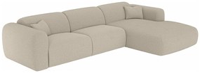 Kanapa narożna duża prawa z ekspresowym mechanizmem w tkanym beżowym melanżu POGNI