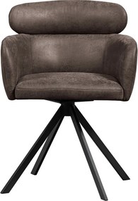 Ciemnobrązowy tapicerowany fotel jadalniany z podłokietnikami Fenne – WOOOD