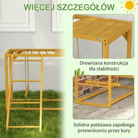 PawHut Plac zabaw dla kur z huśtawkami i drabinką, dla 3-4 kur, Drewniany kurnik zabawowy