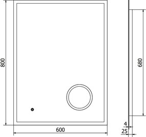 Mexen Kala lustro łazienkowe podświetlane z lusterkiem kosmetycznym 60 x 80 cm, LED 6000K, antypara - 9820-060-080-611-00