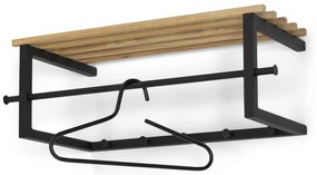 Czarny/w naturalnym kolorze metalowy wieszak ścienny z półką 76 cm Marco – Spinder Design