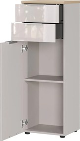 Kremowa wysoka/wąska szafka łazienkowa z połyskiem 39x112 cm Tavira – Germania