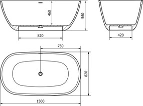 Mexen Como wanna wolnostojąca z konglomeratu 150 x 82 cm, beton mat - 57311508261