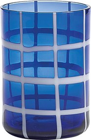 Zafferano Twiddle – zestaw 6 niebieskich szklanek dmuchanych, 35 cl – ręcznie robione szklanki z białym zdobieniem, można myć w zmywarce