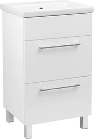 Zestaw Łazienkowy 50cm Szafka z Umywalką 2 Szuflady Biały Połysk Sol Biały