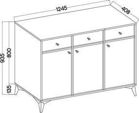Komoda TORINO 125 cm do Salonu Sypialni Odcienie beżu