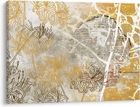 Obraz - Ściana w stylu vintage z kwiatami (70x50 cm)
