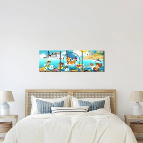 Obraz - Dzień na plaży (z zegarem) (90x30 cm)