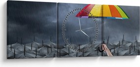 Obraz - Parasole (z zegarem) (90x30 cm)