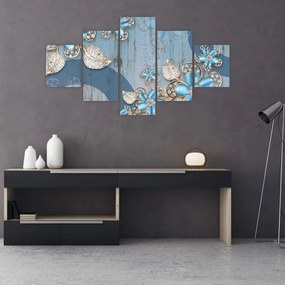 Obraz - Niebieskie kwiaty (125x70 cm)