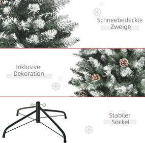 HOMCOM Sztuczne drzewko świąteczne, 630 gałęzi, 37 szyszek, śnieżne końcówki, ognioodporne, 150 cm | Aosom PL