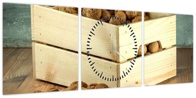 Obraz - Jesienna martwa natura z orzechami (z zegarem) (90x30 cm)