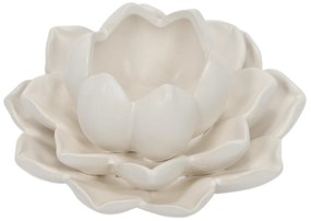Świecznik na tealight kwiat lotosu z porcelany, 12,5 x 13 x 6,5 cm