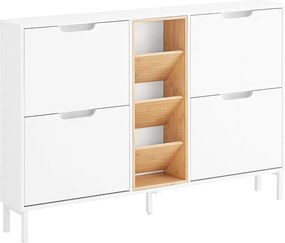 SoBuy Szafka na Buty 4-Drzwiowa Pojemna Organizer Biały