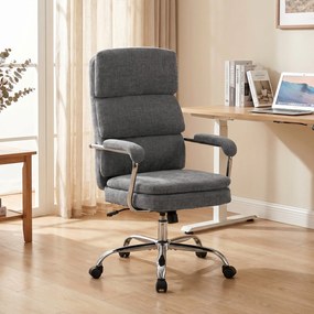 HOMCOM Krzesło do Home Office, regulowane wysokościowo, obrotowe 360° krzesło biurowe do pracy w domu, szare | Aosom PL
