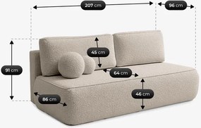 Sofa z Funkcją Spania ARVETO Beżowa Boucle Nowoczesna