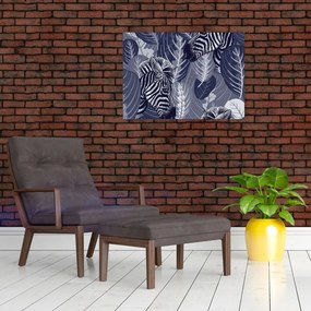 Obraz - Zebry wśród liści (70x50 cm)