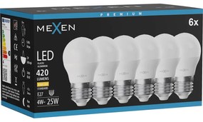 Mexen Nova 6x żarówka LED E27, G45, 4W, Ciepła - 3000K, 420 lm - L101-E27-0430-01x06