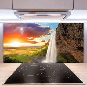 Panel nad blat kuchenny Rozświetlony Wodospad W Słońcu