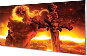 Szkło do Kuchni na Ścianę Tajemnicza Postać z Mieczem