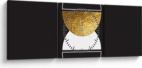 Obraz - Abstrakcja złoto i czerń N⁰2 (z zegarem) (90x30 cm)