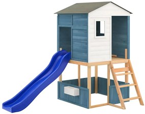 Drewniany domek ogrodowy dla dzieci ze zjeżdżalnią N2-P79