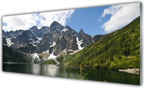 Panel Szklany do Kuchni Alpejskie Jezioro W Głębi Lasu